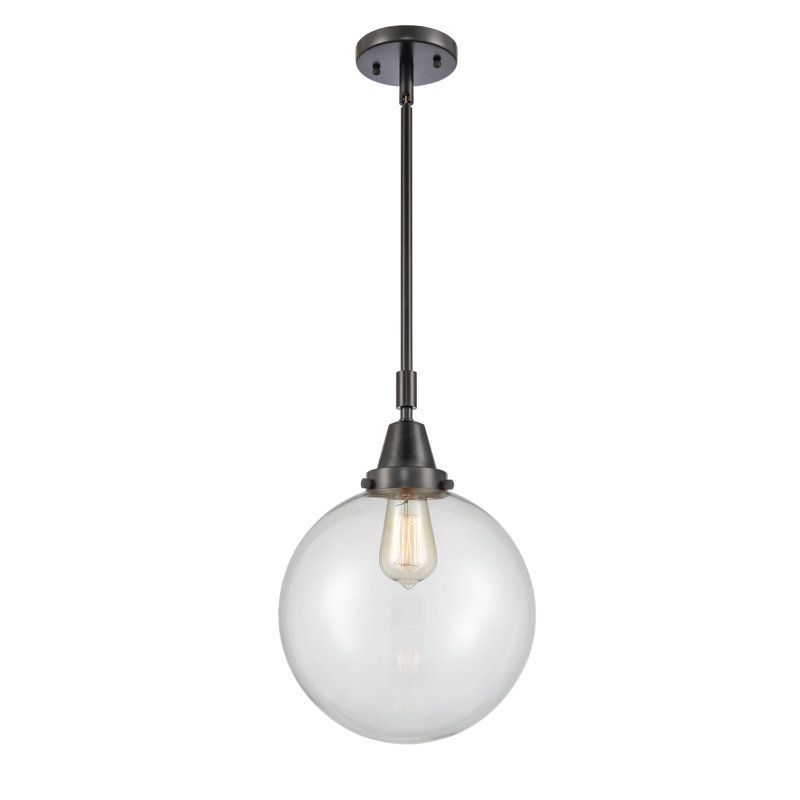 Luminaire suspendu sphère 1 lumière Lorri, H 44,88 po x l 10 po x P 10 po, Clair, Noir mat