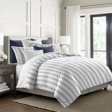 August Stripe Reversible Cotton Duvet Cover Set