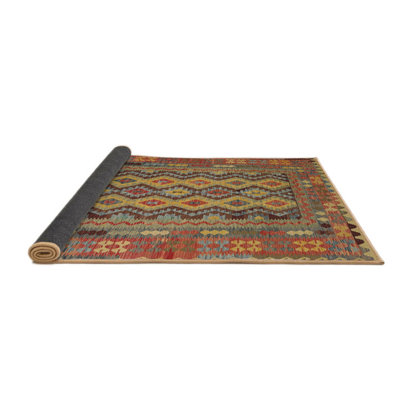 Tapis orange/brun/jaune contemporain Caldello, Rond 3 pi