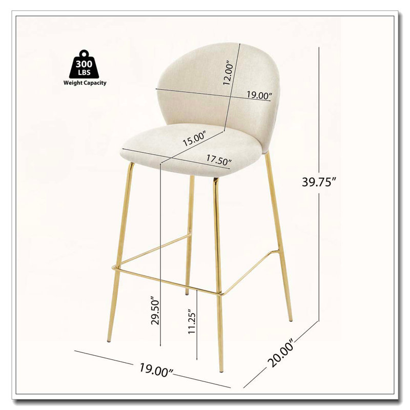 Tabouret de bar rembourré à structure métallique