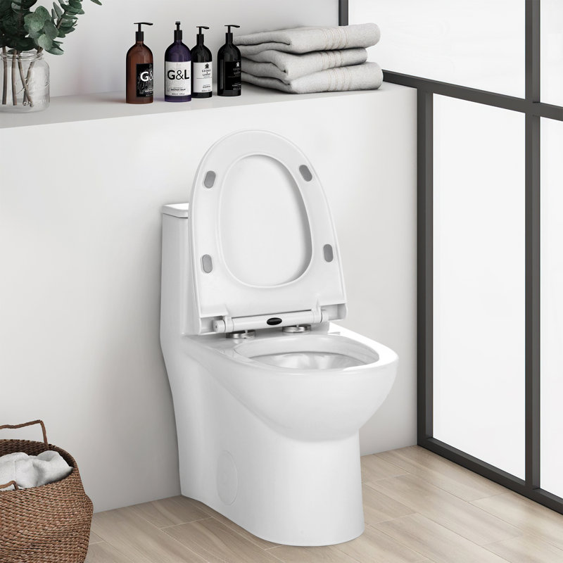 Toilette compacte une pièce pour salle de bain, housse de siège à double chasse 1,6 GPF, fermeture douce, 12 po