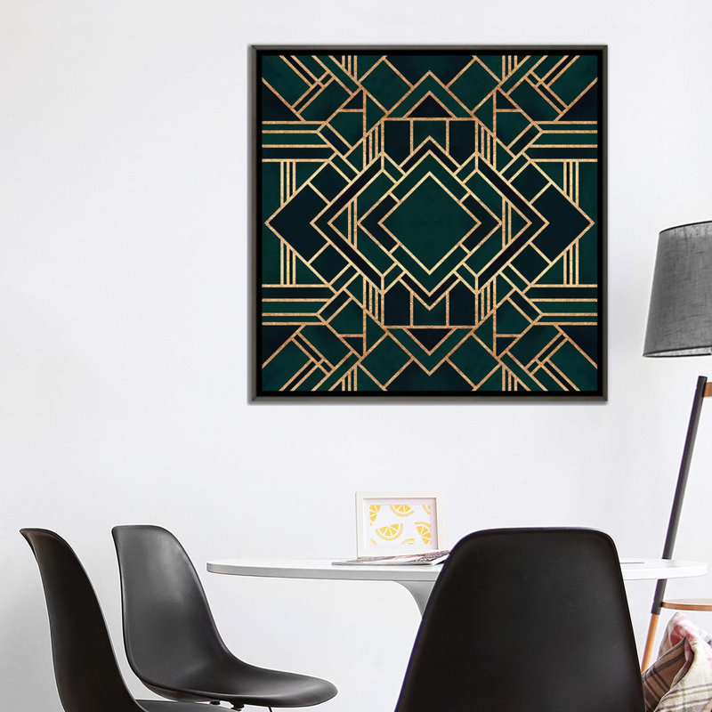Art déco II par Elisabeth Fredriksson - impression d'art graphique, H 37 po x l 37 po x P 1,5 po, Pas de tapis
