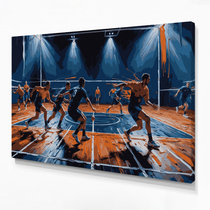 Art sportif sur toile mauve, H 11 po x l 14 po