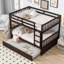Lit superposé double au-dessus de double avec lit gigogne, échelle, garde-corps, convertible en 2 lits doubles, fabrication en bois d'hévéa, espresso