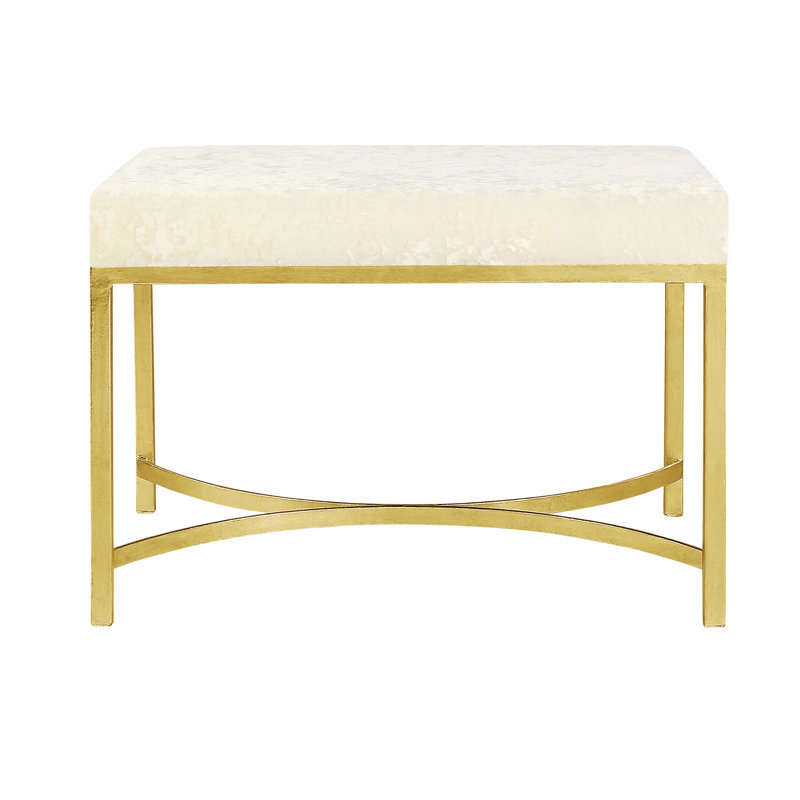 Banc en fer New Orleans, Feuille d’or, Lin ivoire à la mode