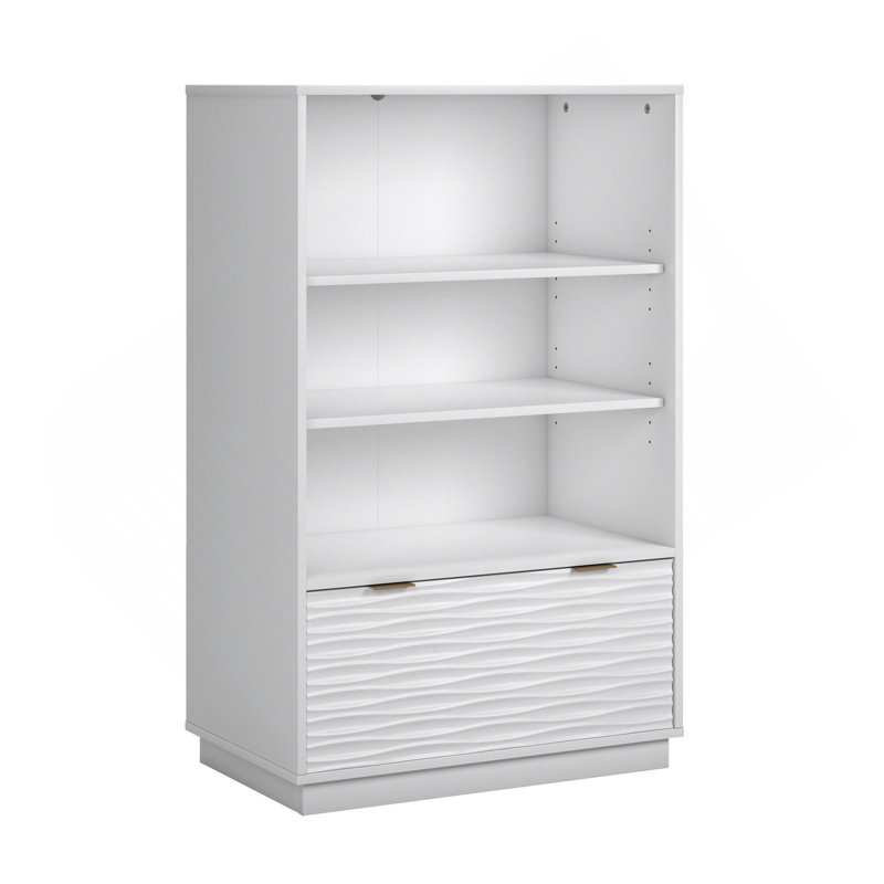 Bookcase With Drawer, White Finish