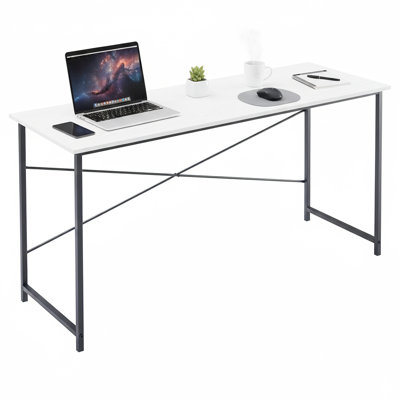 Small Computer Office Desk 55 Inch Kids Student Study Writing Work With Metal Frame Wood Tabletop Modern Simple Home Bedroom PC Table