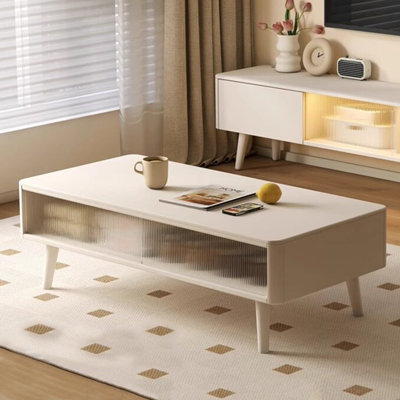 Table basse rectangulaire moderne en bois massif de granit