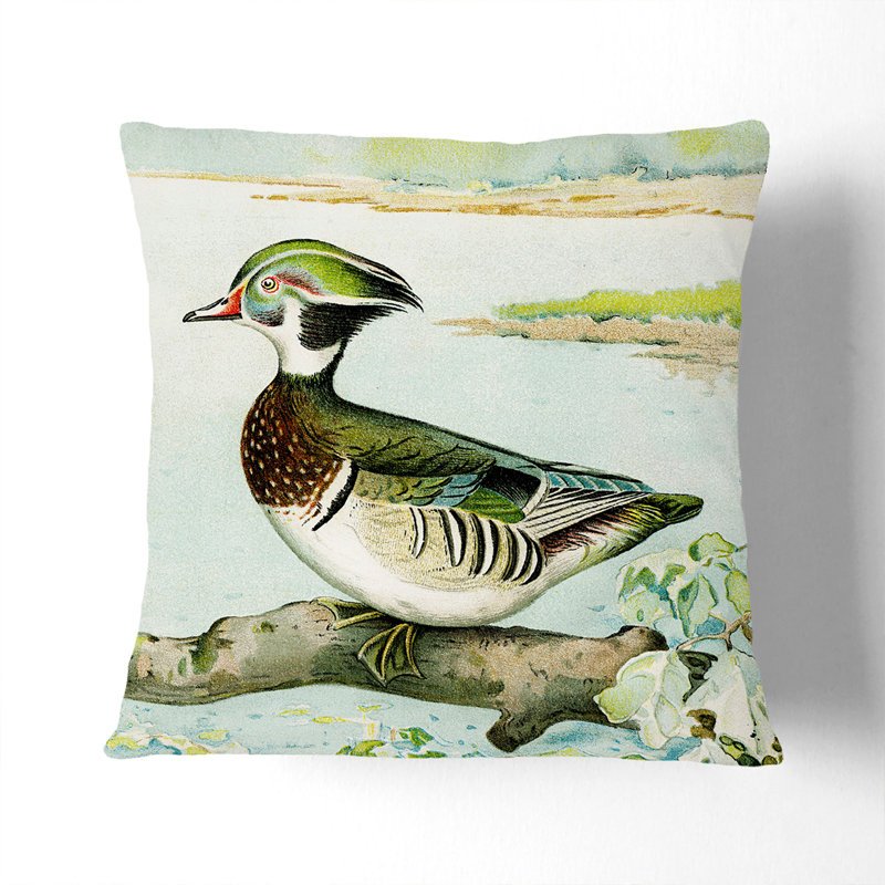 Male Wood Duck by J.L. Ridgway Cushion with Filling, 55cm H x 55cm W x 20cm D