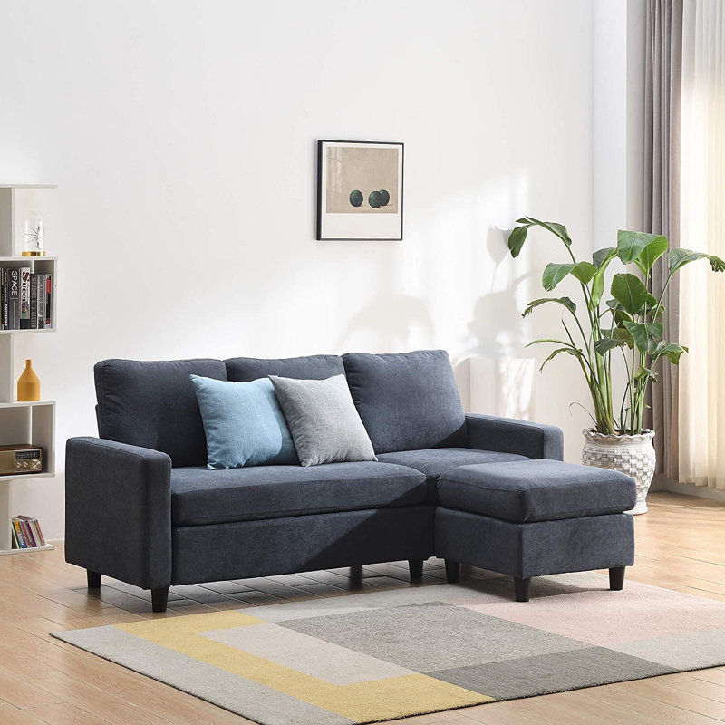 Billups Reversible Modular Corner Sofa Chaise, Dark Grey
