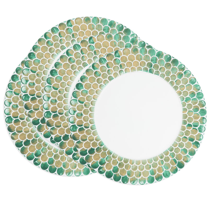 Ensemble de 4 assiettes festonnées Sceamed Gleam, Vert