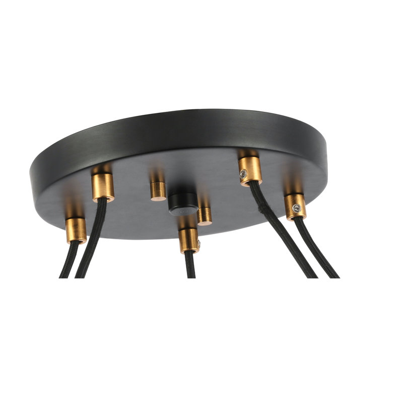 Luminaire suspendu cylindre grappe 5 lumières Herr, Bronze / Laiton