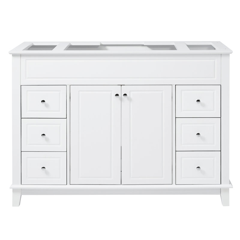 Meuble-lavabo de 46 po Aurelle avec 6 tiroirs et portes doubles à fermeture en douceur (base de meuble-lavabo seulement)