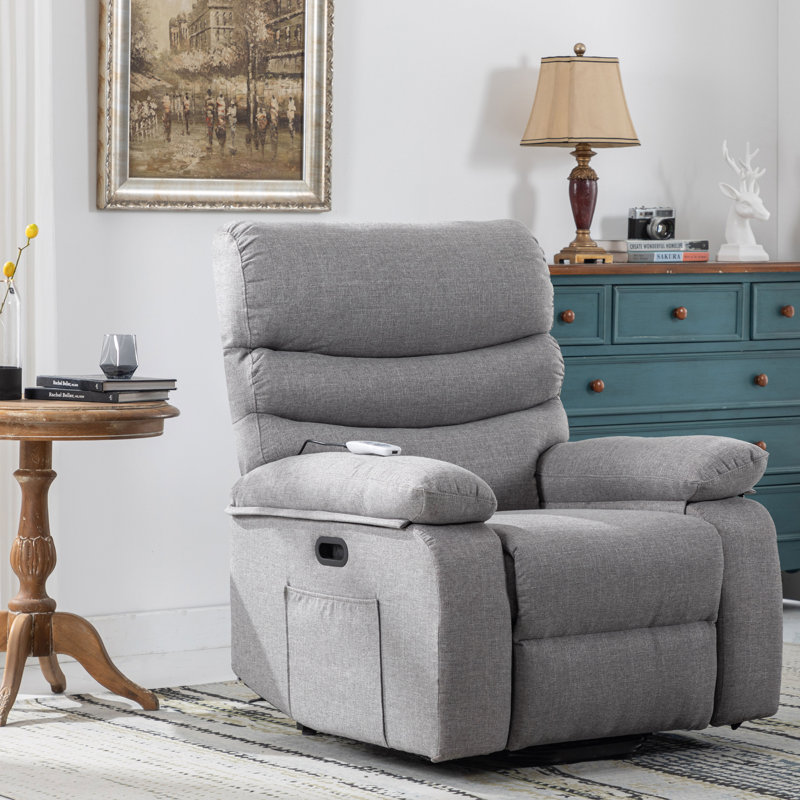 Heated Massage Chair, Grey Linen