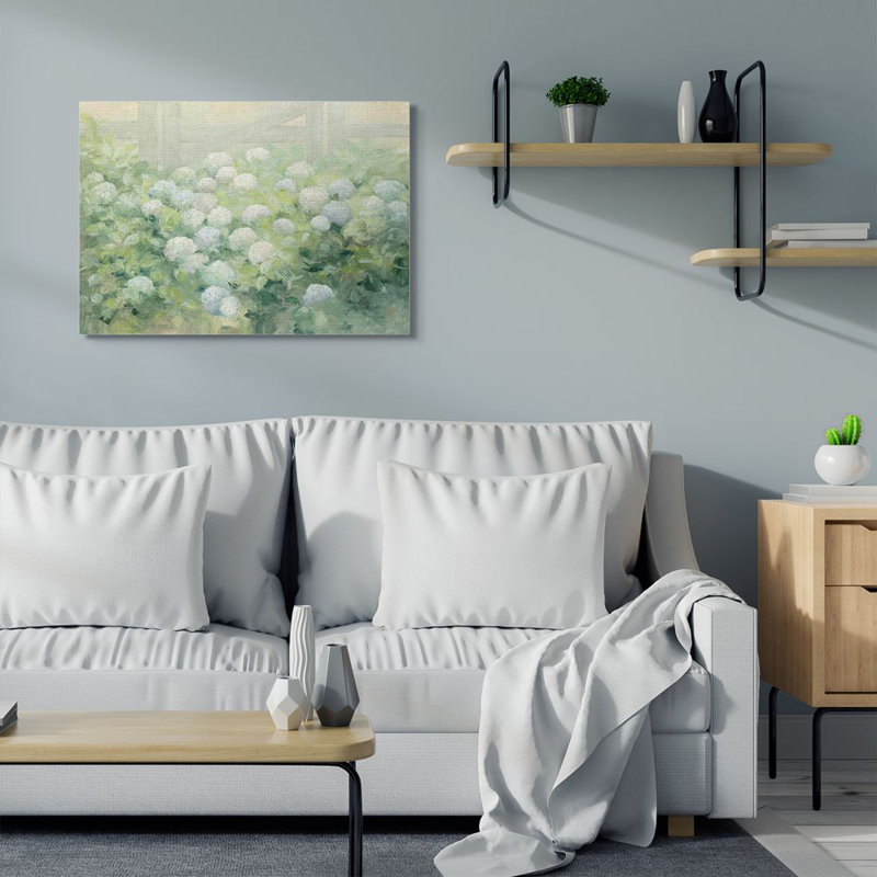 «Floral», hydrangea, jardin, ferme, peinture de Julia Purinton - impression d'art graphique, Toile tendue, H 30 po x l 40 po