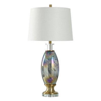 Feisty Gold - Iridescent Glass Table Lamp - White Shade