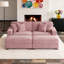 Ensemble de canapé-lit modulaire rembourré 4 pièces en velours côtelé rose avec fauteuils et repose-pieds amovibles-1351924378-1352305372