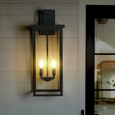 Modern Outdoor Wall Lantern with Clear Glass - 4 E12 Bulb Weatherproof Sconce