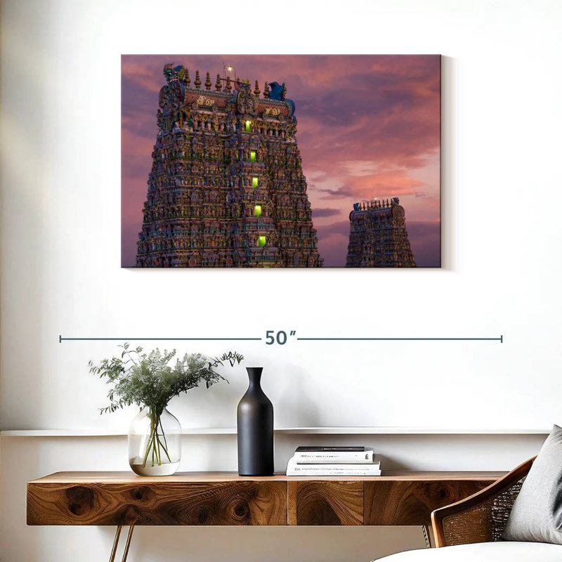 Temple Adella Meenakshi, crépuscule, H 24 po x l 36 po