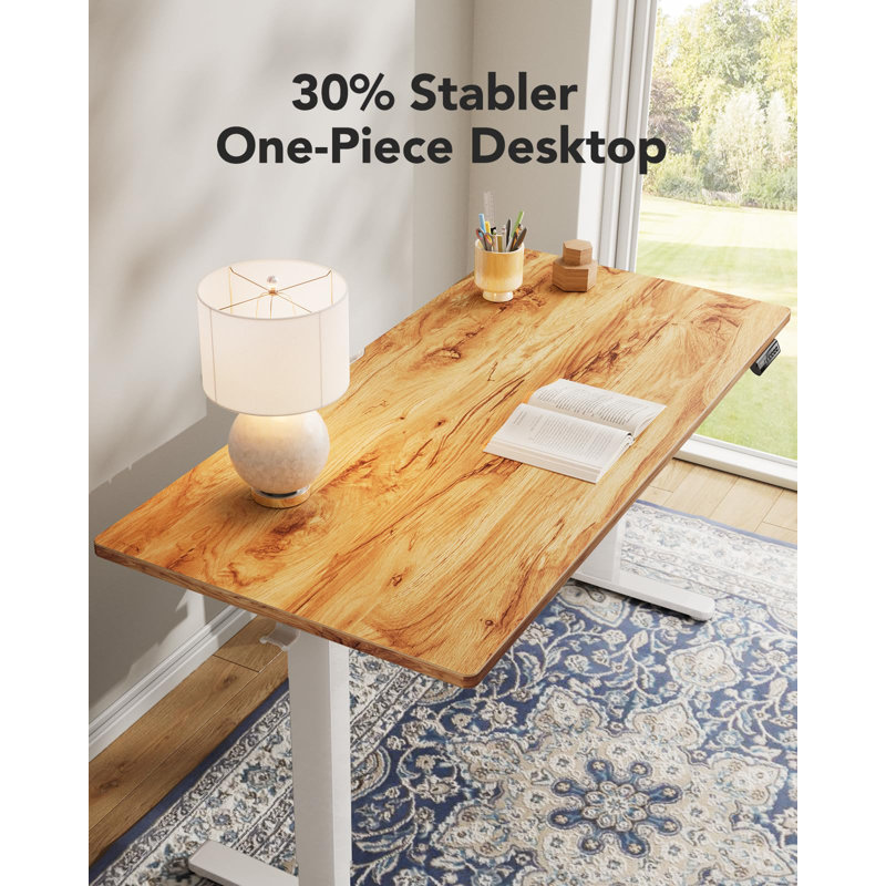 Electric Standing Desk, Adjustable Height Computer Desk, 46.5" H x 39.4" W x 23.6" D, Tan/White