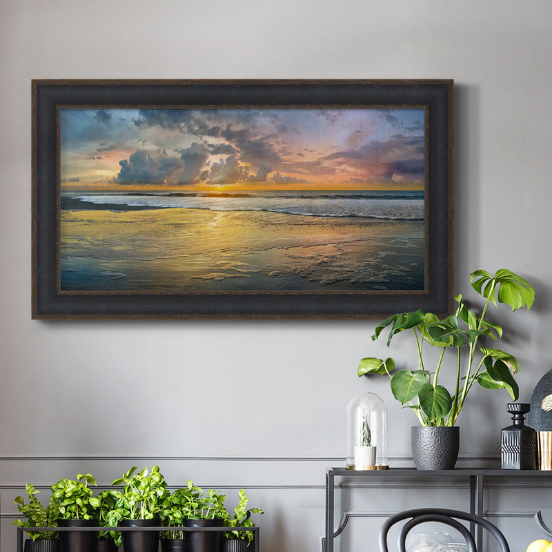 " Harbor Point ", 25" H x 45" W x 2.5" D, Walnut with Gold Trim Frame