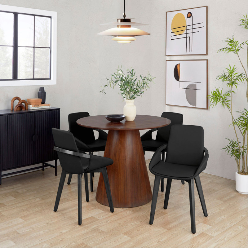 Chaise en bambou et similicuir, Noir