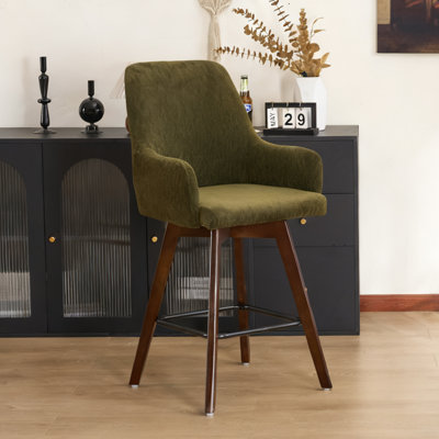 Tabouret de bar et de comptoir pivotant rembourré en bois massif
