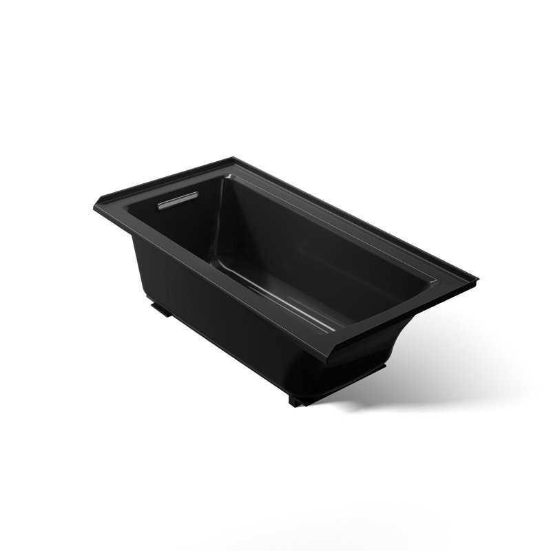 Archer 60" x 30" Alcove Soaking Bathtub with integral flange, Black, Left