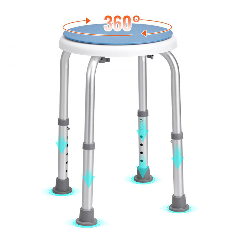Chaise de douche pour douche intérieure, siège de douche pivotant à 360 degrés, hauteur réglable
