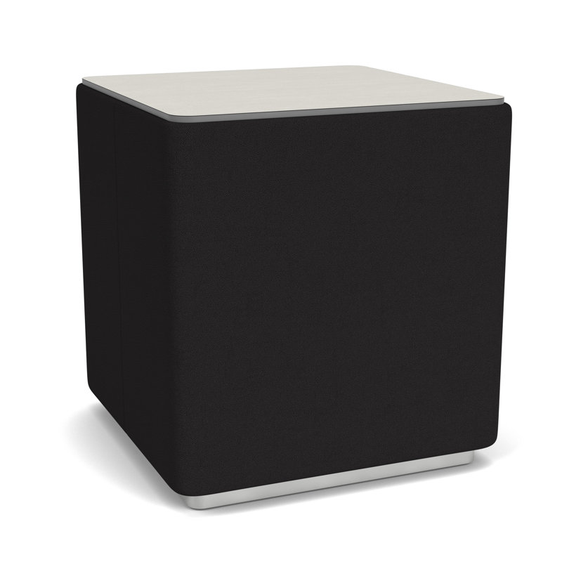 Table de bout avec plateau en stratifié Darsey, 20", Sergé blanc, Argent; noir portes ouvertes
