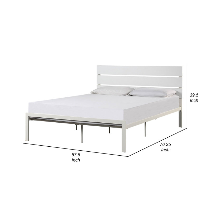 Tavraj Metal Platform Bed, White, Full/Double