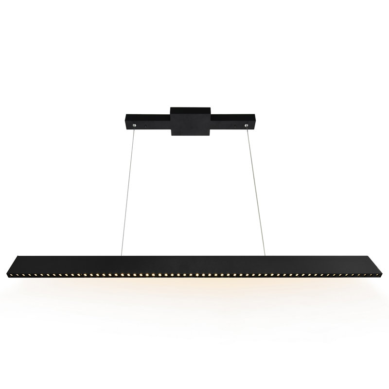 45" LED Integrated Chandelier in Black Finish – Modern Adjustable Height Pendant for Dining Room or Foyer