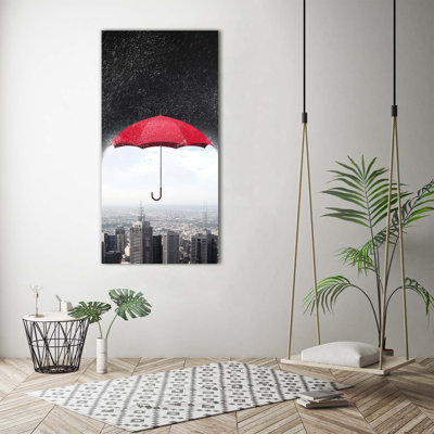 Umbrella Over The City - Wrapped Canvas Print