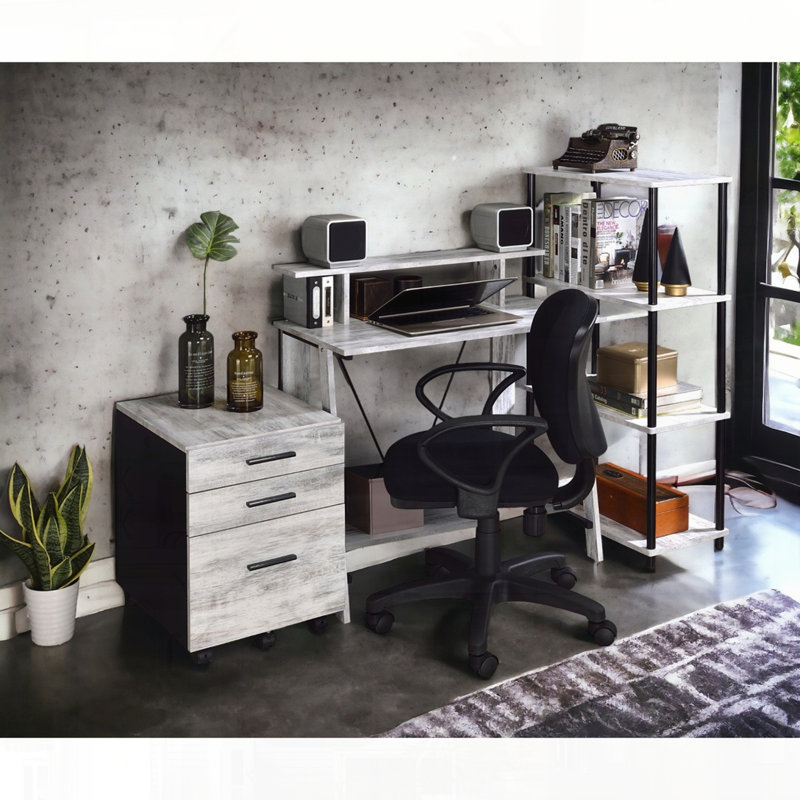 Bureau d'écriture avec espace pour les jambes confortable et fonction de rangement pratique, Blanc