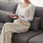 100.2" Sofa Convertible L-shaped linen sofa with ottoman Plastic legs-1563348009