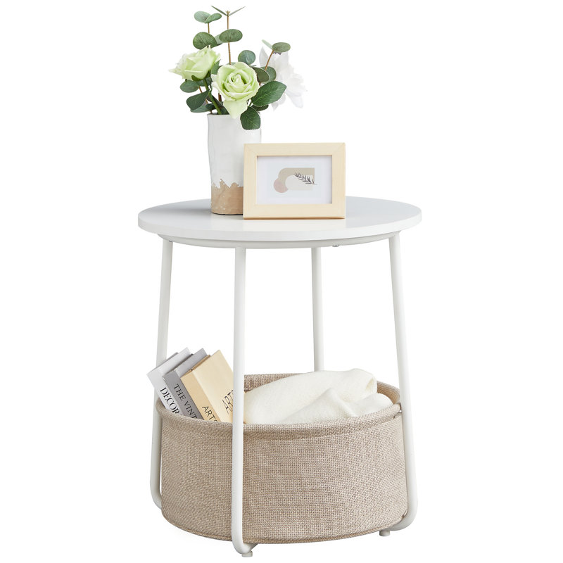Lauranne Frame End Table, White, White/Beige