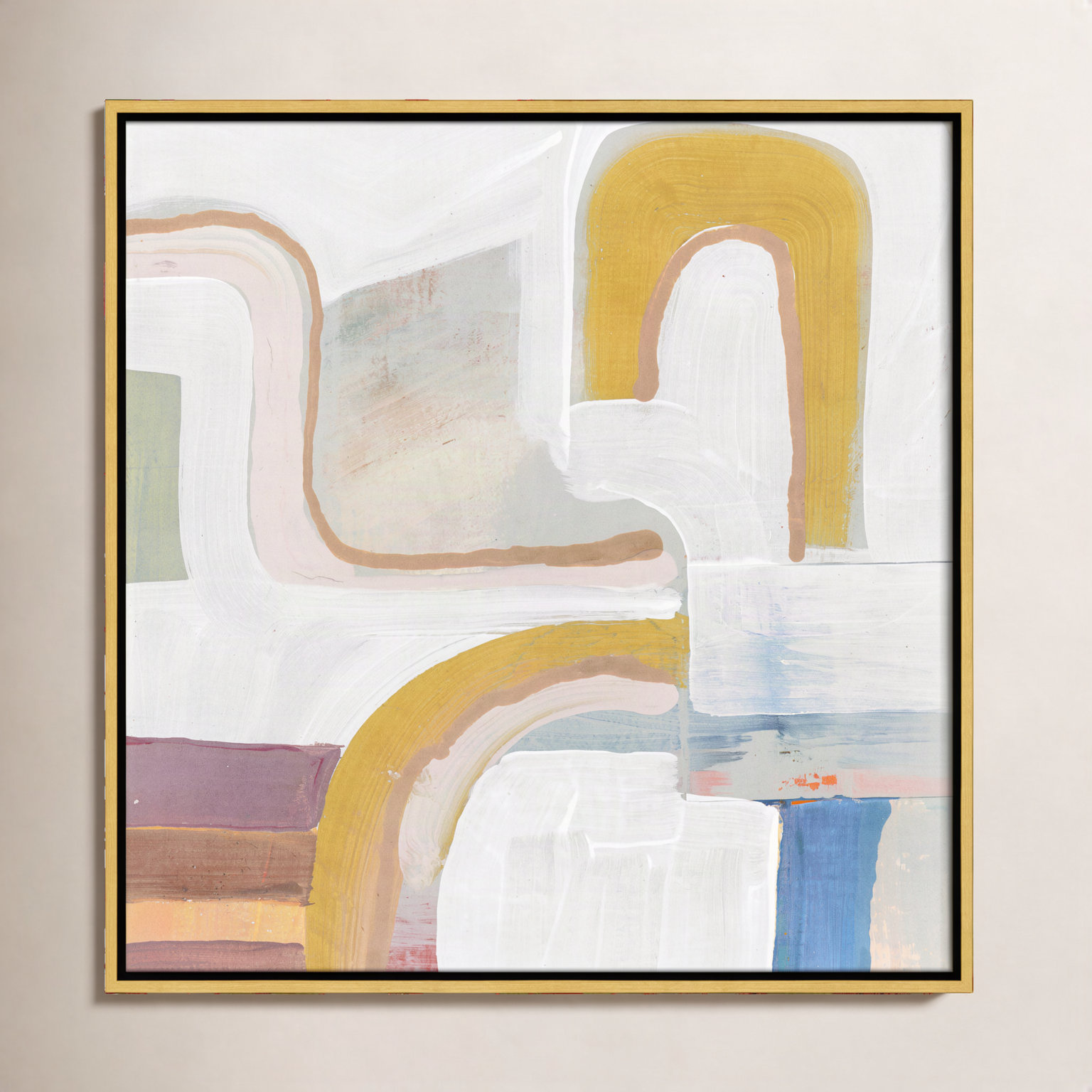 Copeland "Together Again I" Painting by Cartissi, 13.5" H x 13.5" W, Espresso