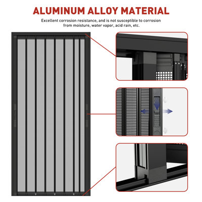 Bi-Directional Retractable Screen Door 36"*80" with Lock,Security Door,Heavy-Duty Aluminum Frame & Tearproof Mesh, Foldable Design for Front Door/Patio/Balcony, Rodent-Proof, Pest-Resistant