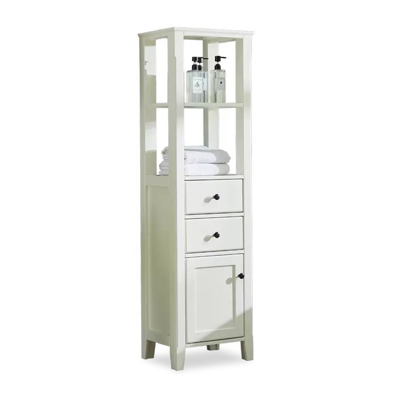 Meuble-lavabo en chêne américain, 63 "H x17.7"W x 13.8"D, Blanc