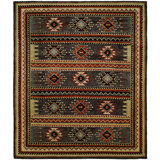 Slate Hand Knotted Wool Southwestern Area Rug in Gray/ Ivory/ Black/ Rust/ Blue/ Gold