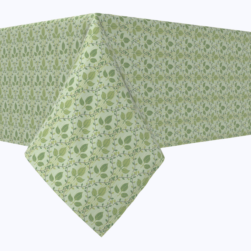Rectangular Tablecloth, 100% Cotton, Stamped Maple Leaves,  120" x 60" 