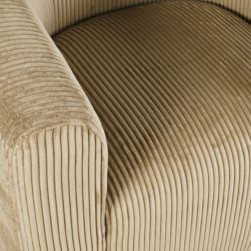 Fauteuil d'appoint pivotant incurvé en velours côtelé Wakenda, Sable