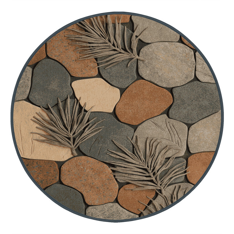 Tapis brun lavable à la machine, Rond 5 pi