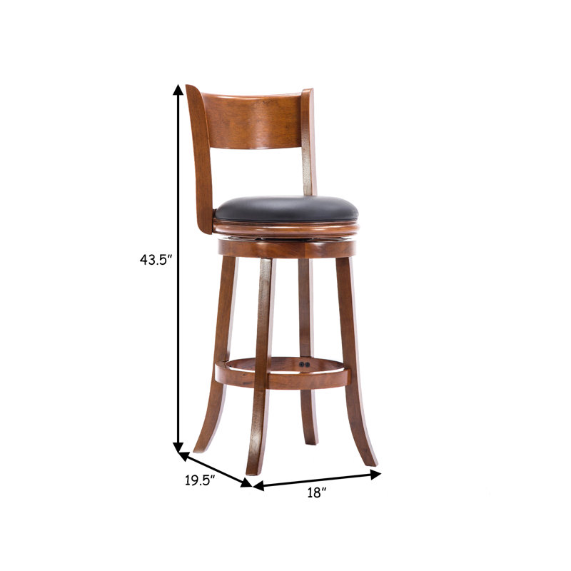 Swivel Solid Wood Counter Stool, Walnut, Bar Stool (29” Seat Height)