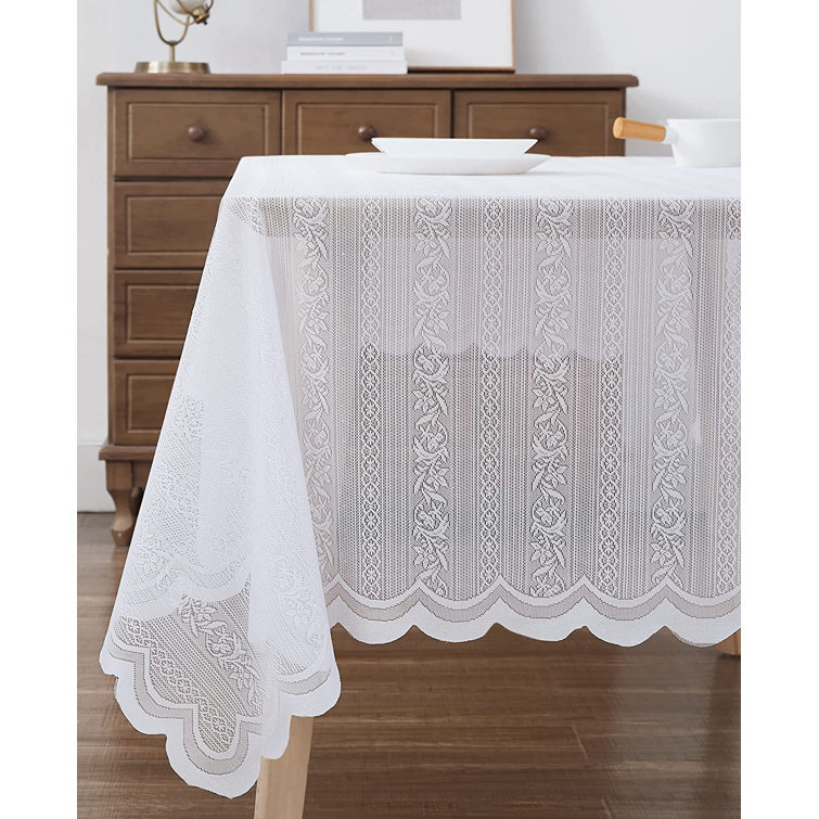 Newbridge Allison Square Lace Tablecloth, 52 x 52 Inch, Easter Heirloom  Scalloped Polyester Lace Table Cloth, Ivory