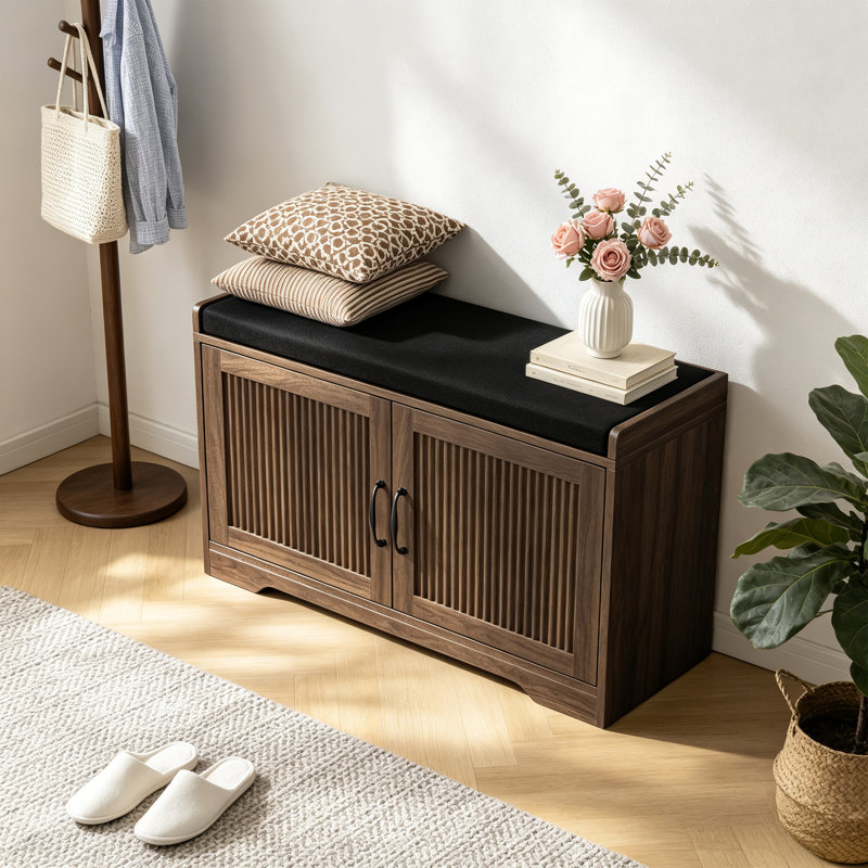 Banc de rangement polyvalent à l'épreuve de la poussière avec espace de rangement réglable, coussin épais à haute densité et assemblage facile
