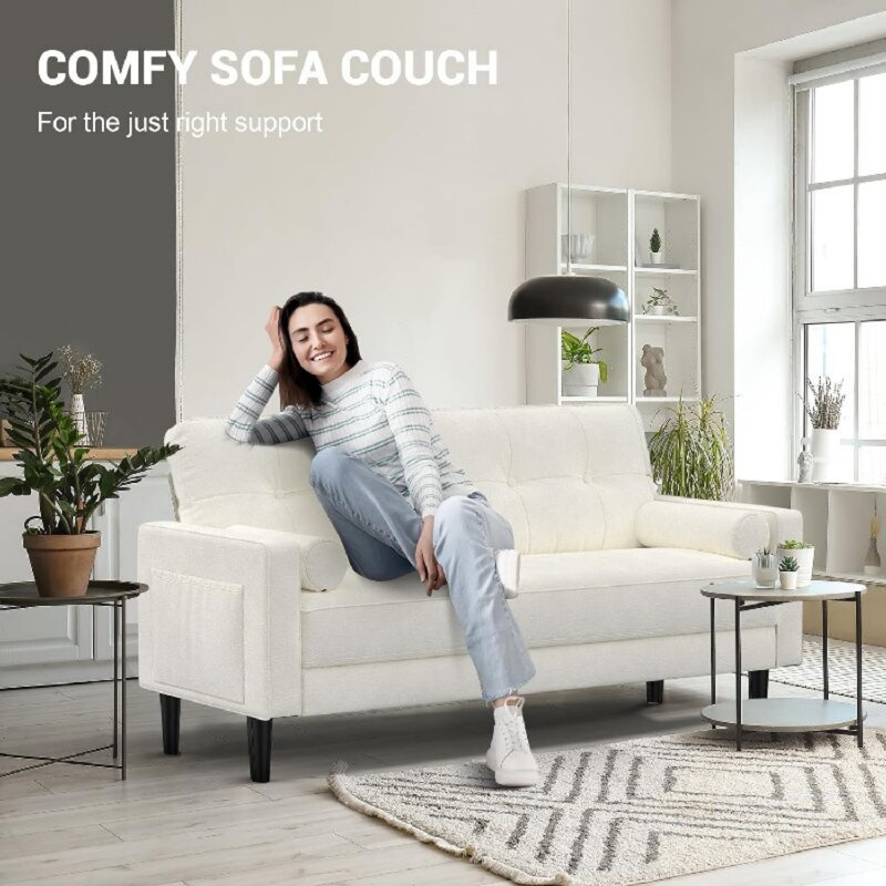 2 Seater Linen Sofa, Beige