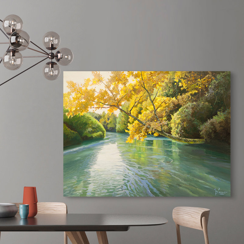 Landscape With Serene Flowing River by Adriano Galasso - Wrapped Canvas Print, 70cm H x 100cm W x 4cm D