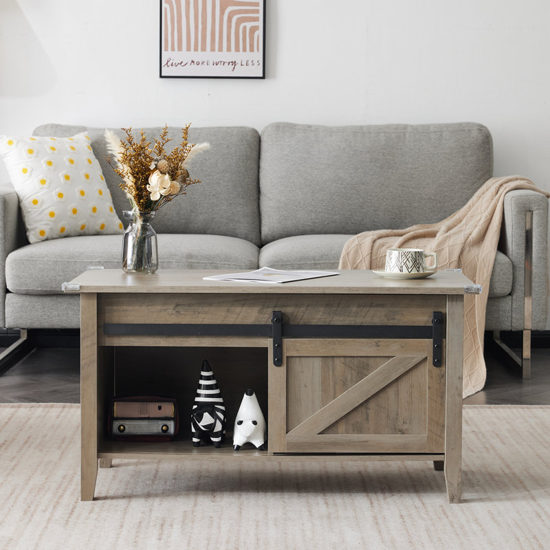 Coffee Table with Lift Top and Storage, Brown, Brown Wood