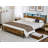 King Bed Frame with Storage Shelf Headboard & Charging Station, Industrial Metal and Wood Platform Bed with LED Lights, No Noise, No Box Spring Needed, Brown-1508989899-1508989897